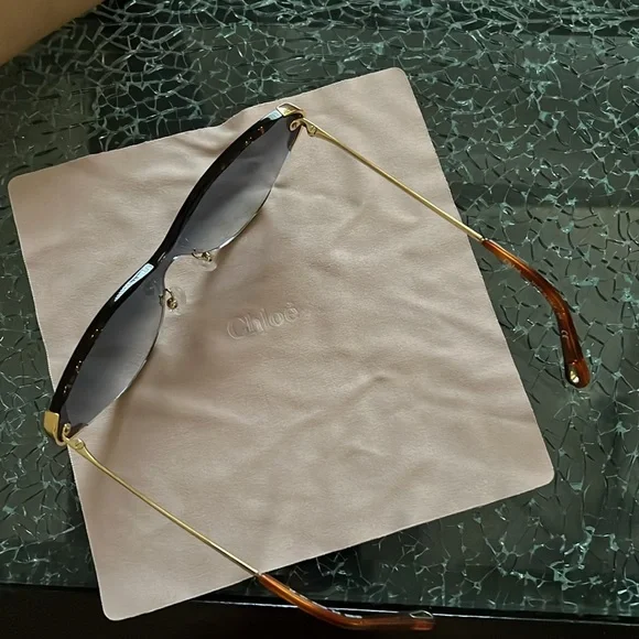 Chloé Bleux Ombré Almonde Eye Gold frame shades sunglasses tortoise arms - Picture 12 of 12